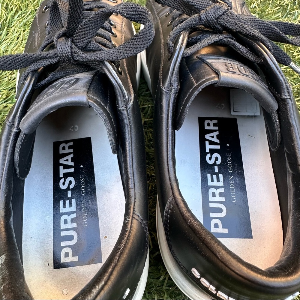 Golden Goose Women’s Bi-Based Purestar Low Top Sneakers in Black Leather 40/9.5 - Picture 7 of 11